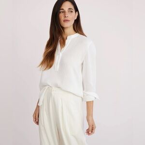 JENNI KAYNE Cypress Cotton Shirt Collarless White Top Size XL